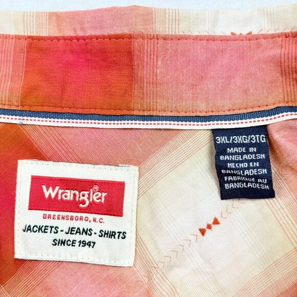 Wrangler Men's Cowboy Red/Tan Plaid Short Sleeve Button-Up Shirt Size 3XL NWT - Picture 7 of 11